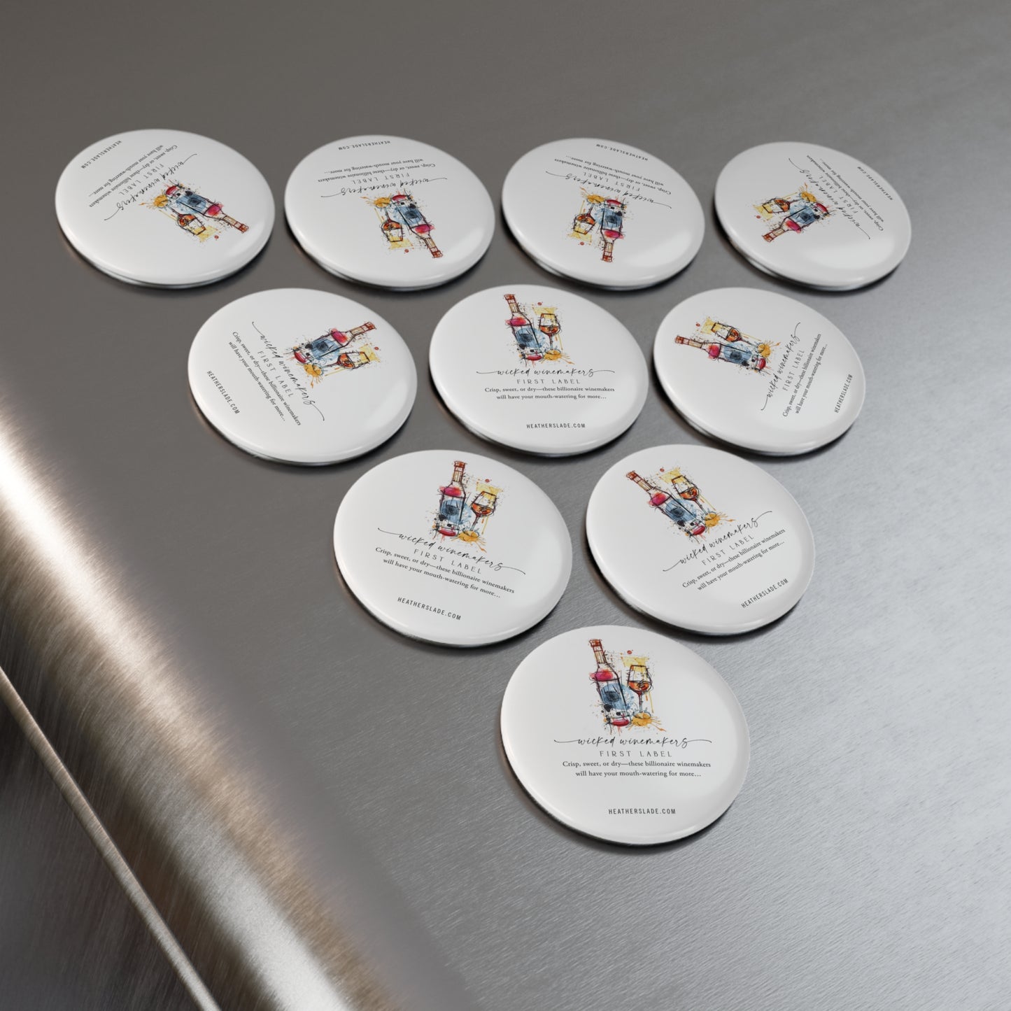 Wicked Winemakers First Label Button Magnet, Round (1 & 10 pcs)