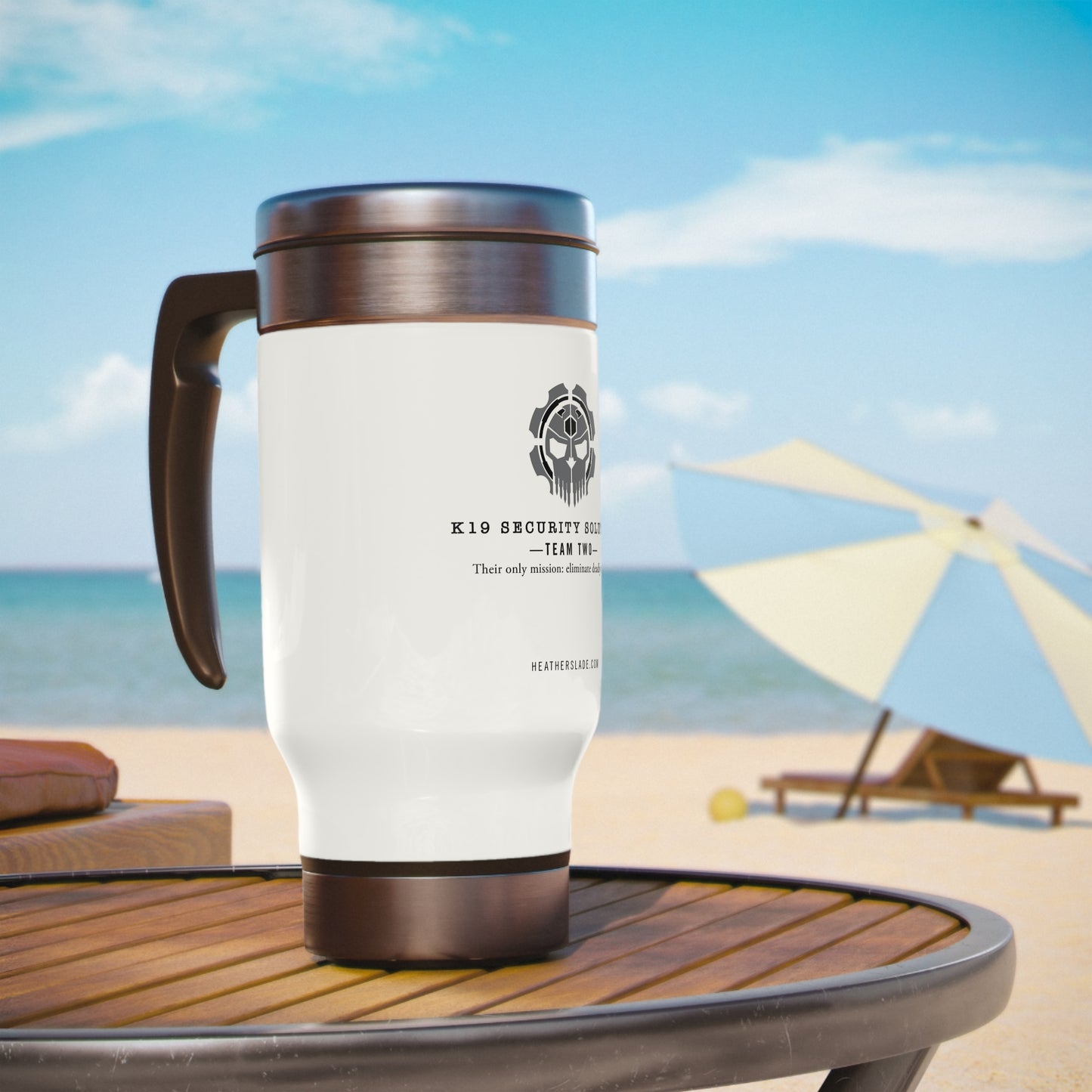 K19 Security Solutions Team Two Stainless Steel Travel Mug with Handle, 14oz