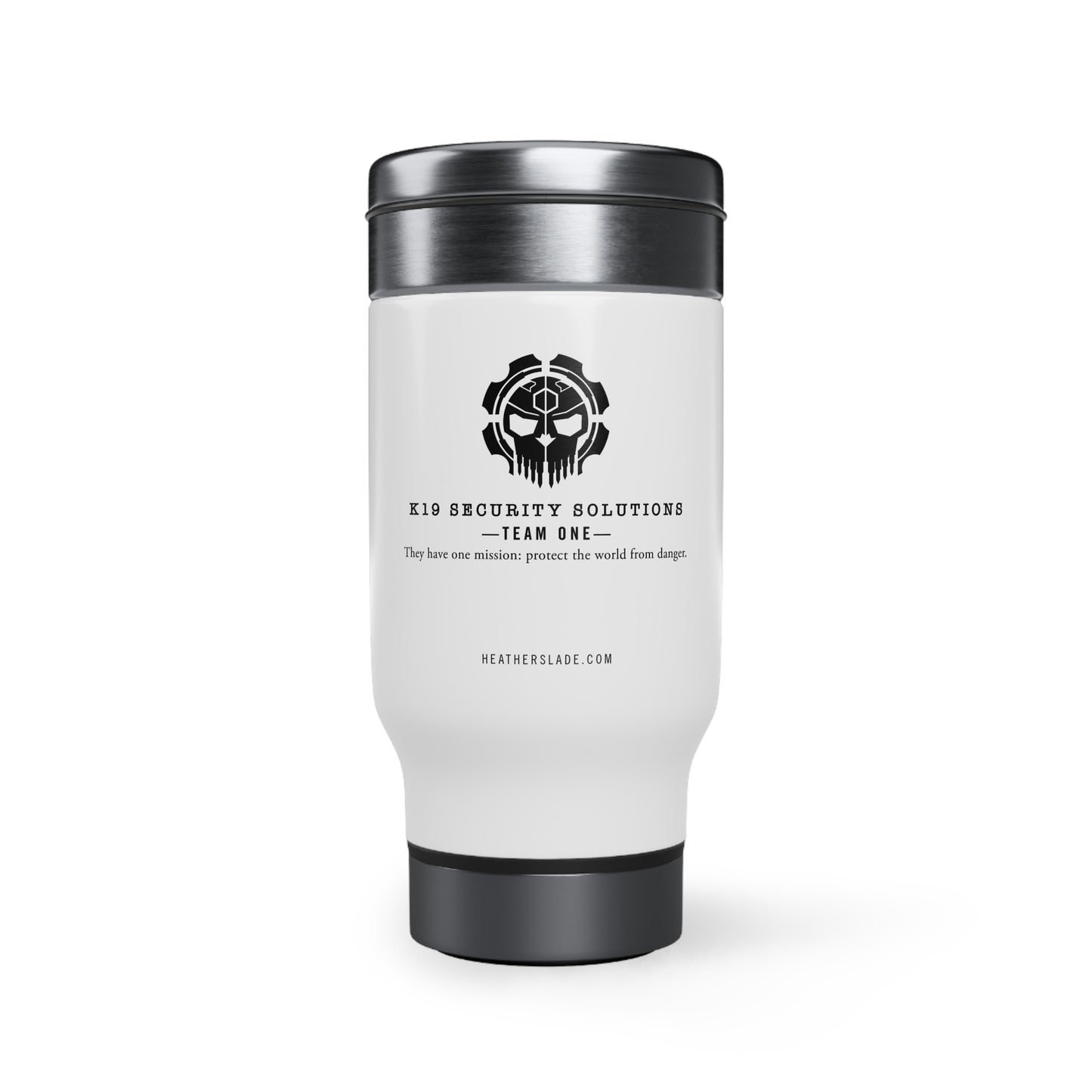 K19 Security Solutions Team One Stainless Steel Travel Mug with Handle, 14oz