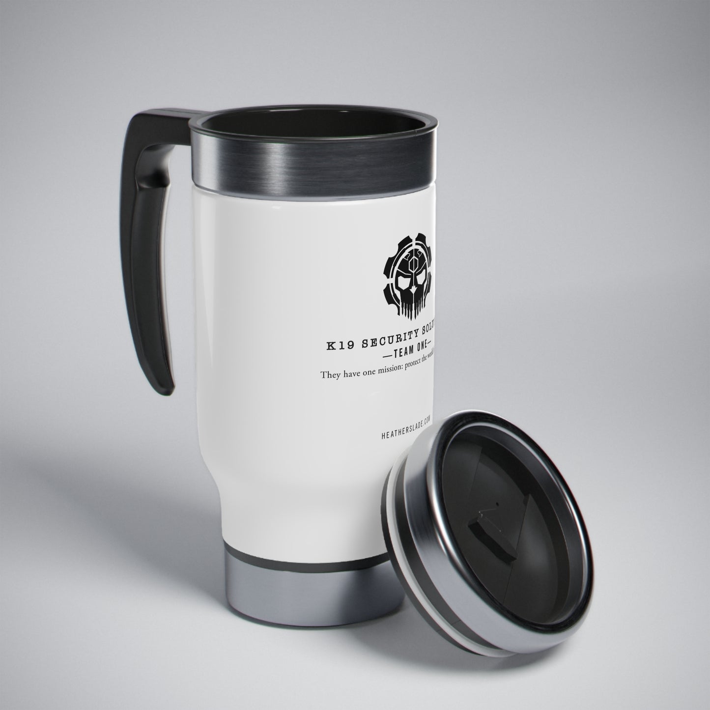 K19 Security Solutions Team One Stainless Steel Travel Mug with Handle, 14oz