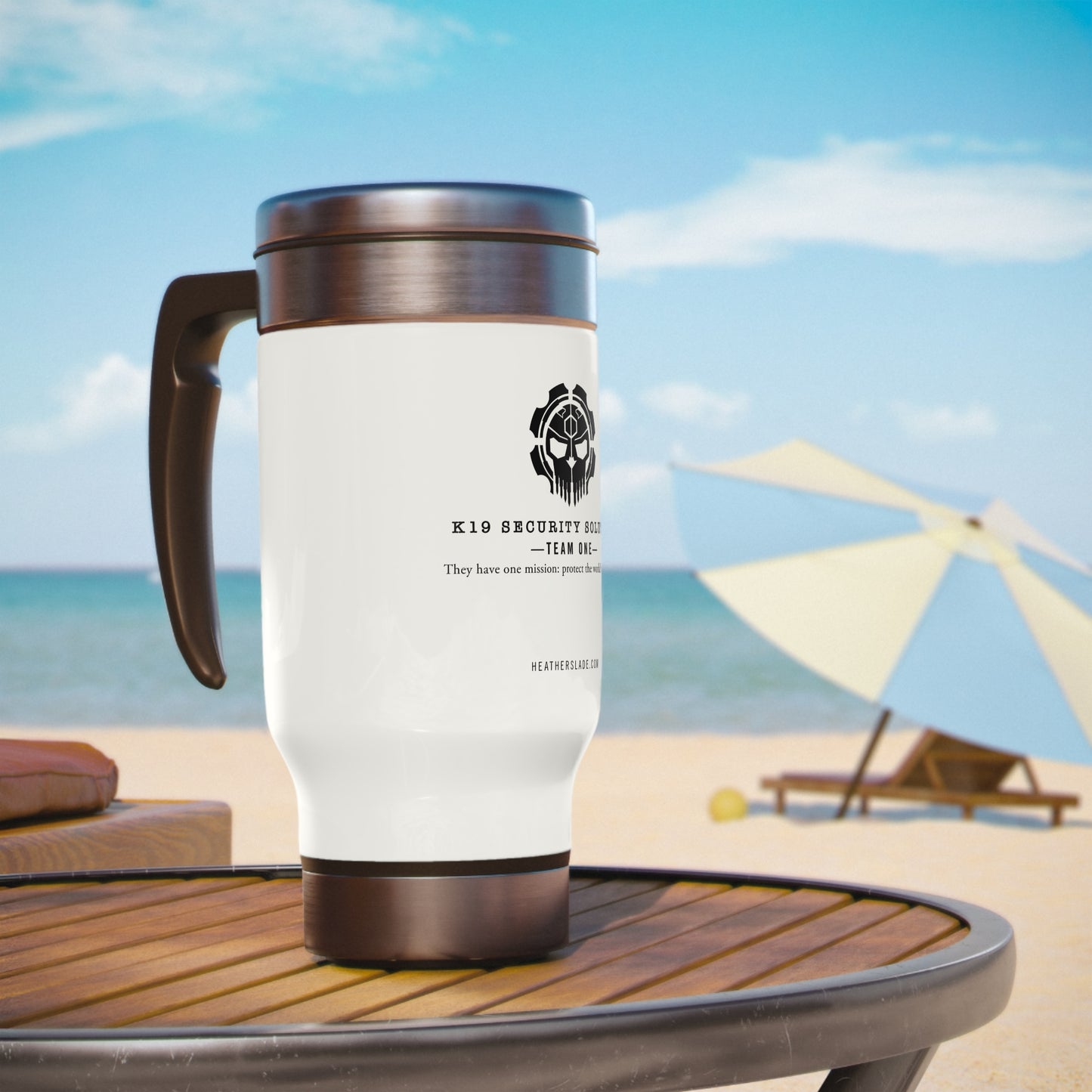K19 Security Solutions Team One Stainless Steel Travel Mug with Handle, 14oz