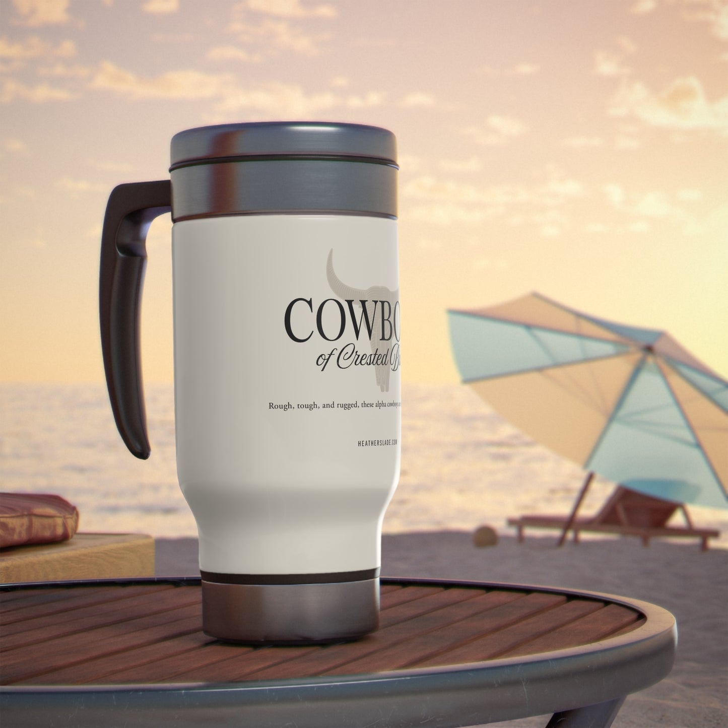 Cowboys of Crested Butte Stainless Steel Travel Mug with Handle, 14oz