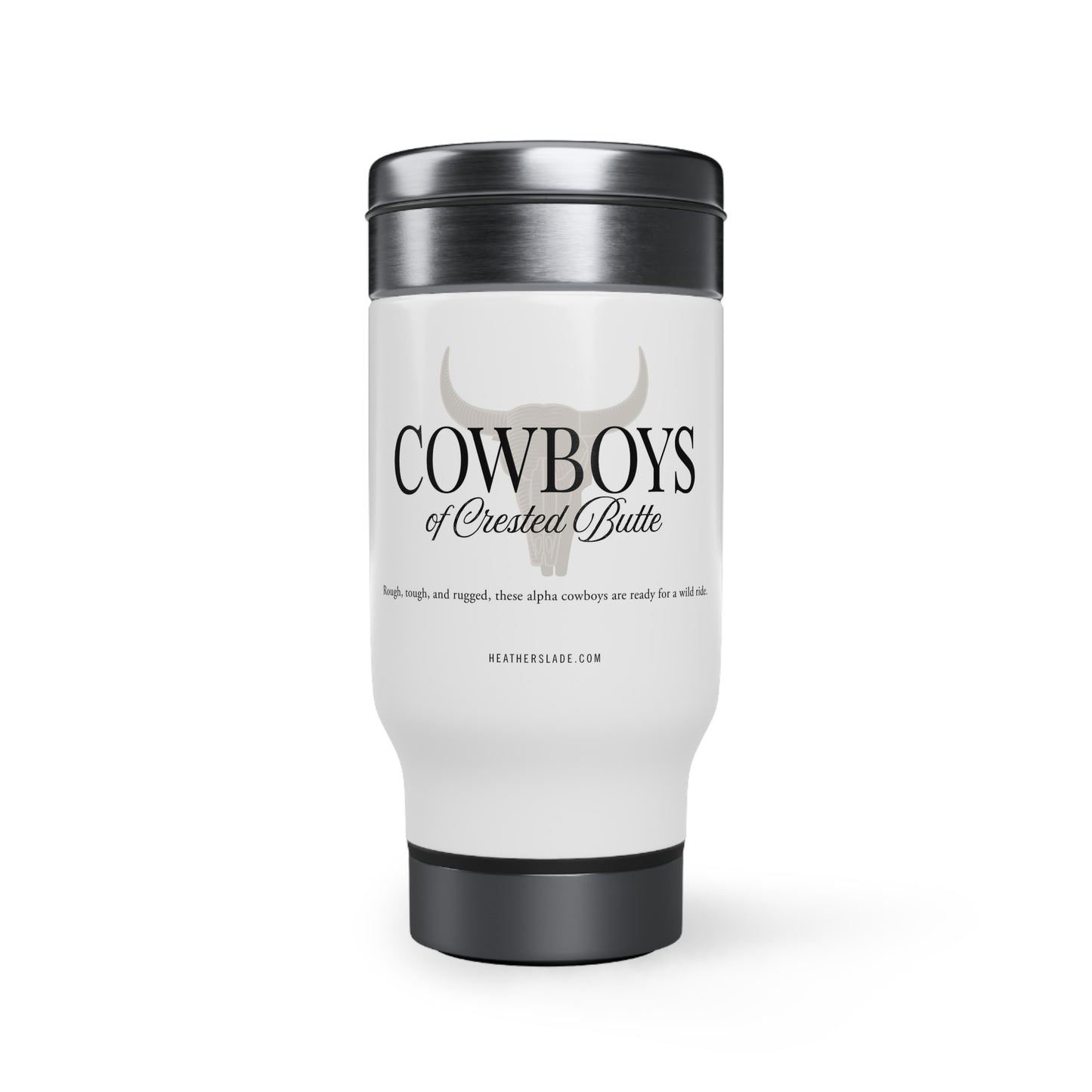 Cowboys of Crested Butte Stainless Steel Travel Mug with Handle, 14oz