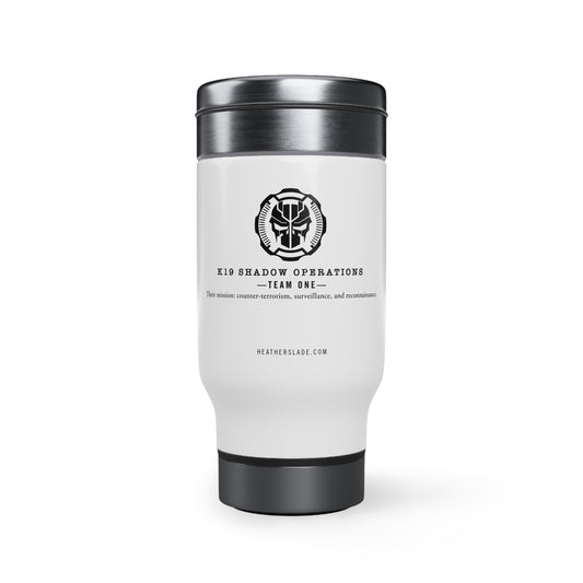 K19 Shadow Operations Team One Stainless Steel Travel Mug with Handle, 14oz