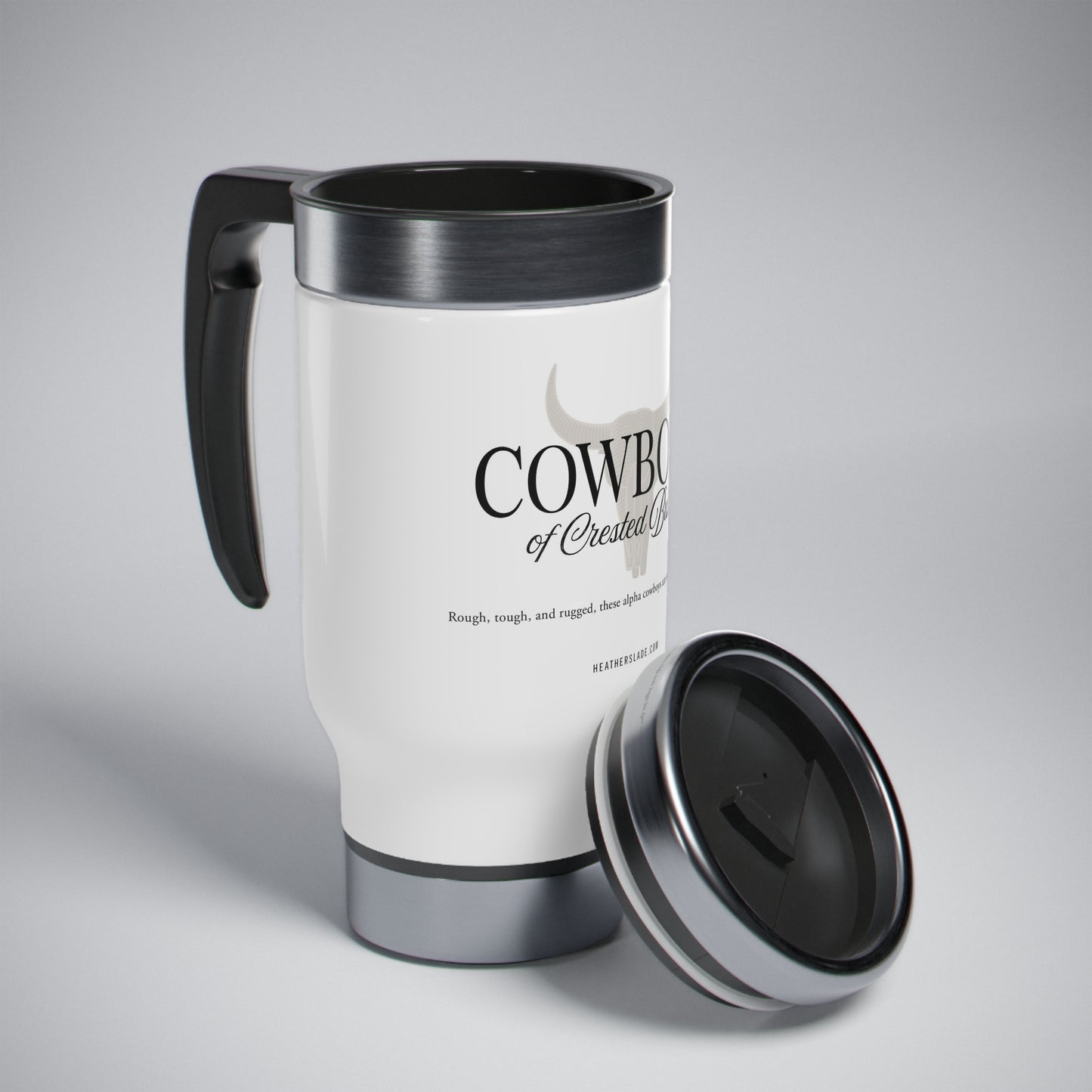 Cowboys of Crested Butte Stainless Steel Travel Mug with Handle, 14oz